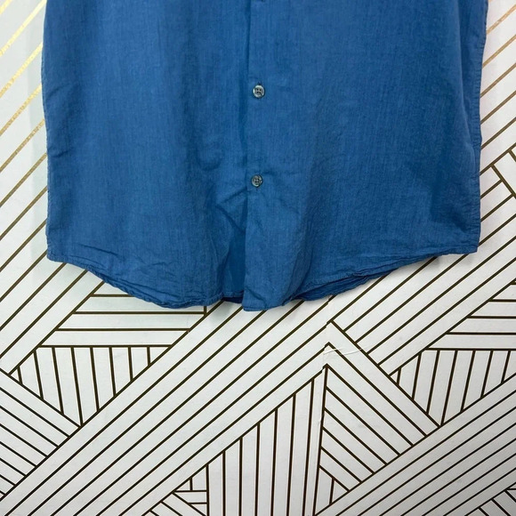 John Varvatos Star‎ Usa Short Sleeve Solid Shirt in Blue Size US Medium - Picture 6 of 12